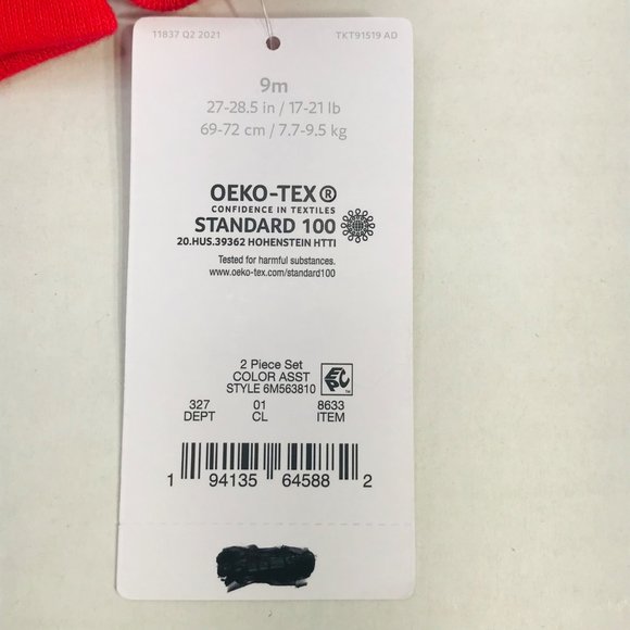 2 Pack Just One You Made By Carter's Baby Size 9 Month Santa Footed Pajama New - Picture 4 of 16